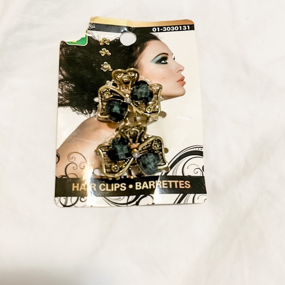 5/$20 Black & Gold Butterfly Hair Clips | Set of Two